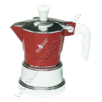 Caffettiera Top Moka Top rossa argento 2 tazze