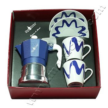 Confezione caffettiera Top Moka Top 2 tazze blu