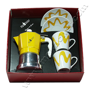 Confezione caffettiera Top Moka Top 2 tazze gialla