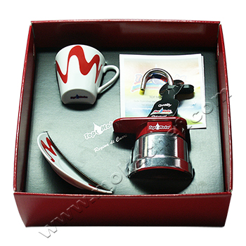 Confezione regalo caffettiera Top Moka Mini 1 tazza rossa