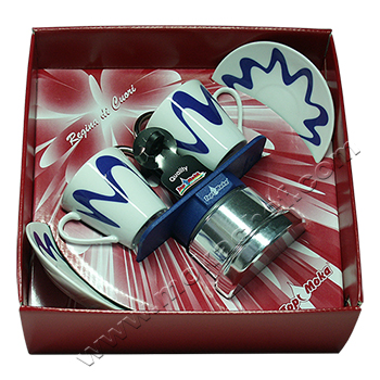 Confezione regalo caffettiera Top Moka Mini 2 tazze blu