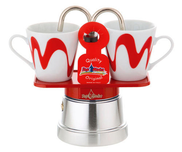 top moka mini 2 tazze rossa argento