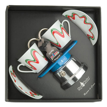 Confezione regalo caffettiera Top Moka Mini 2 tazze tricolore