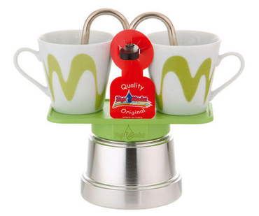 top moka mini 2 tazze verde argento