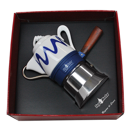 Confezione regalo caffettiera Top Moka Goccia blu