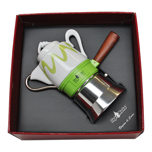 Confezione regalo caffettiera Top Moka Goccia verde