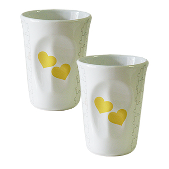 Set 2 Mug Cuori gialli