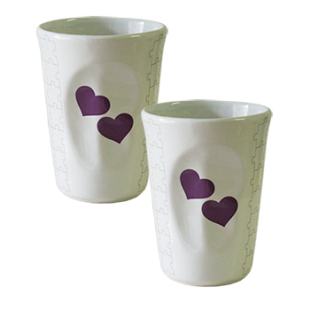 Set 2 Mug Cuori lilla