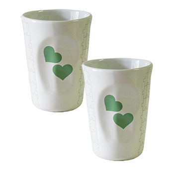 Set 2 Mug Cuori verdi