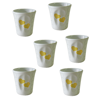Set 6 bicchieri sformati Cuori gialli